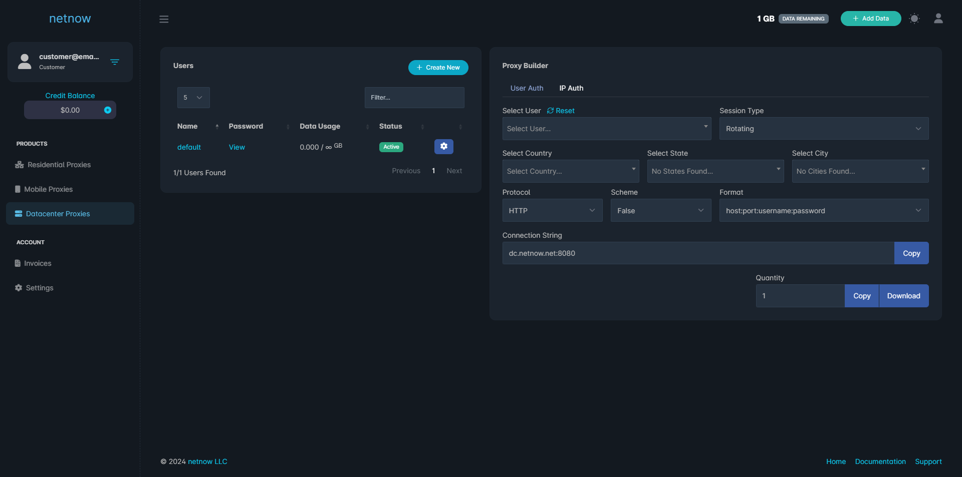 Datacenter Proxies Dashboard