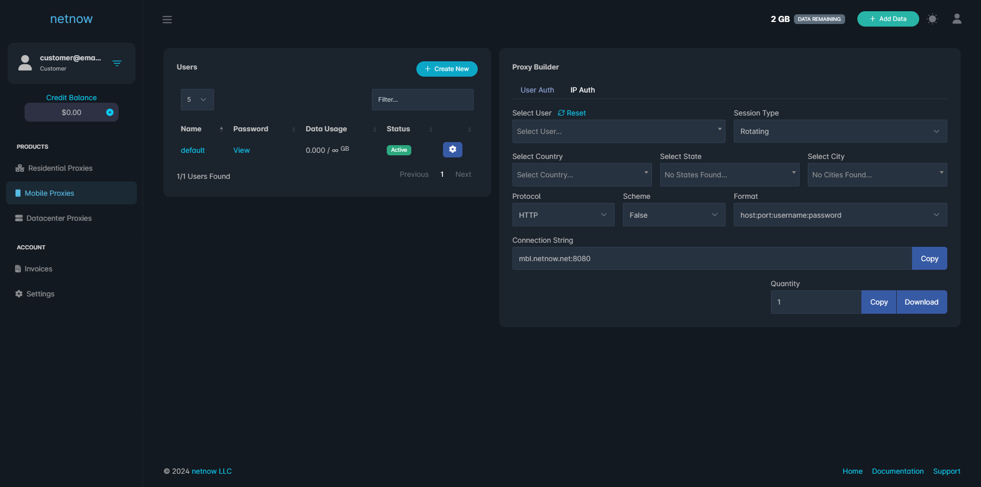 Mobile Proxies Dashboard